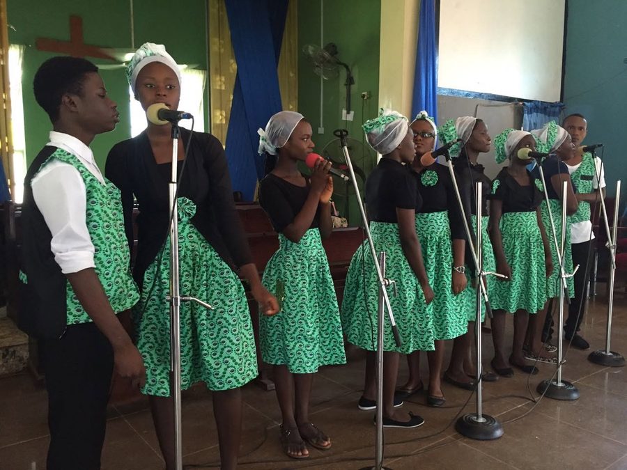 Youth choir ministering in song