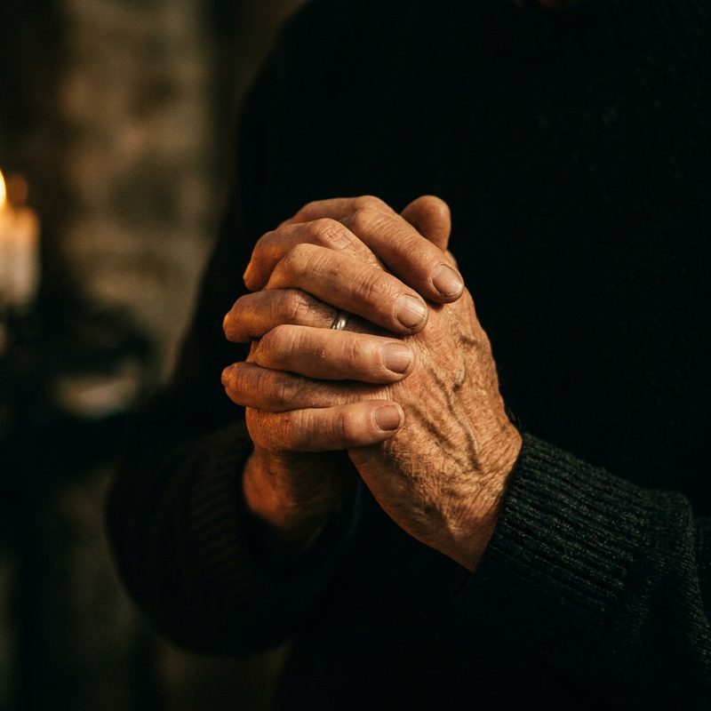 Hands clasped in prayer
